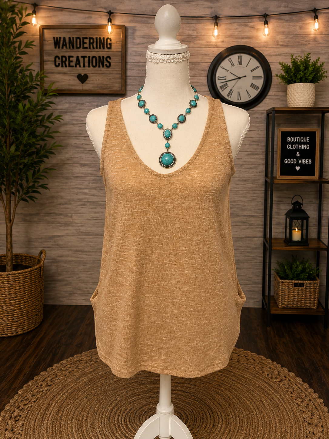 Zenana dark brush tank top