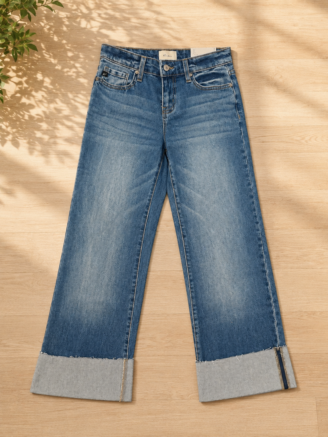 Kancan mid rise wide flare leg jeans